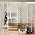 Modern White Room Divider With Openwork Geometric Patterns For Living Room Interior Decor 3d model