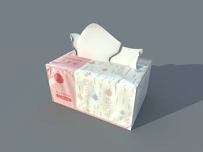 Soft Facial Tissues In Pink White Box With Floral Patterns For Daily Use 3d model