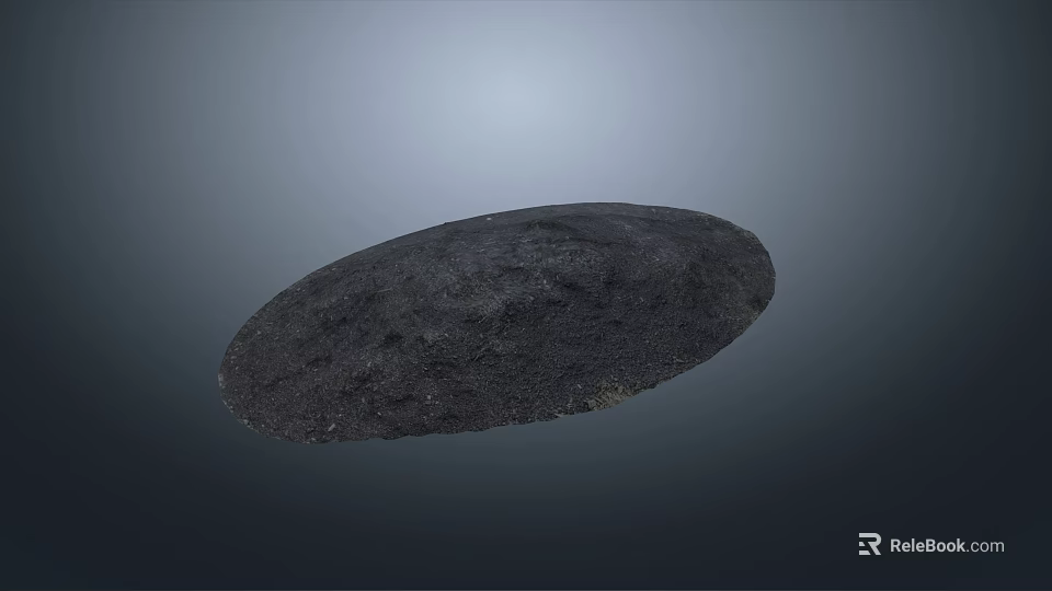 Black Circular Rocky Object with Rough Surface on Gray Gradient Background 3d model