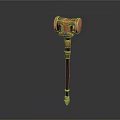 Eagle Head Ornate Wooden Scepter With Golden Brown Patterns On Black Background 3d model