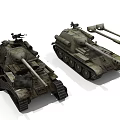 Two Vintage Military Tanks With Green Camouflage And Armored Vehicle Design