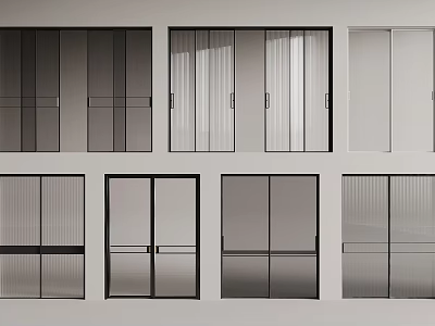 Sliding Doors Collection Featuring Glass Panels And Modern Frame Designs 3d model
