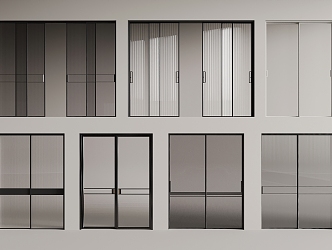 Modern metal frame glass sliding door 3d model