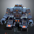 Advanced Smart Machine With Mechanical Structure Metallic Body And Orange Glowing Lights 3d model