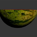 Cut Open Fresh Watermelon with Red Juicy Flesh Green Rind and Black Seeds