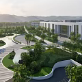 Serene Park Landscape With Lake Winding Paths Lush Trees Green Islands And Sunset Views