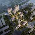 Aerial Planning of Modern Residential Community With High Rise Buildings Green Spaces and Road Networks