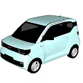 Light Blue Small Mini Car With Red Front Logo And Compact Body Design 3d model