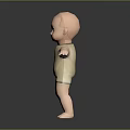 Man Doll In Beige Outfit With Arms Outstretched Against Gray Background