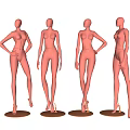Four White Female Mannequins With Various Standing Poses On Display Bases