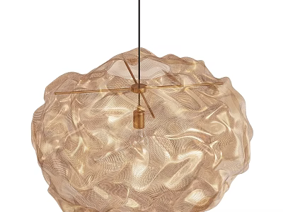 Stylish Modern Gold Textured Spherical Chandelier with Artistic Metal Frame and Transparent Design 3d model