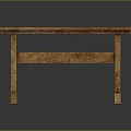 Rustic Handcrafted Wooden Table With Red Tabletop And Cross Leg Design