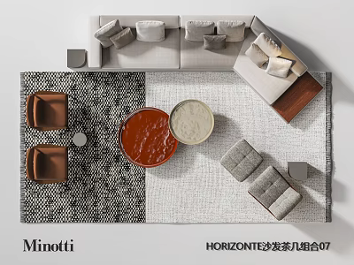 Modern Minotti Horizonte Sofa Coffee Table Set With Neutral Tones And Contemporary Design 3d model