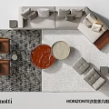 Modern Minotti Horizonte Sofa Coffee Table Set With Neutral Tones And Contemporary Design