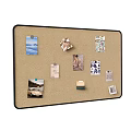 Corkboard Photo Wall With Pinned Photos Cards and Decorative Items
