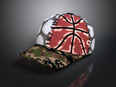 Stylish Cap With Basketball Pattern Soccer Texture And Camouflage Brim Mesh Design 3d model