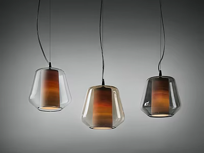Three Geometric Shaped Pendant Lights With Gradient Glass Shades In Modern Design 3d model