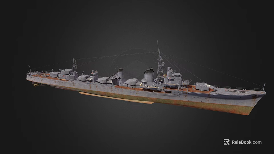 Historic Military Warship Featuring Turrets Smoke Stacks And Deck Details 3d model 