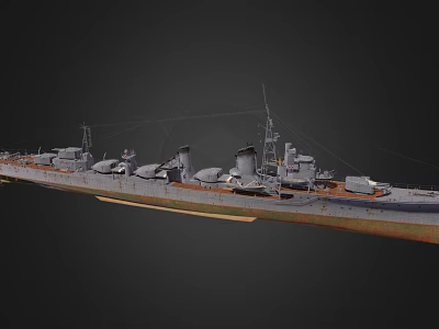 Historic Military Warship Featuring Turrets Smoke Stacks And Deck Details 3d model