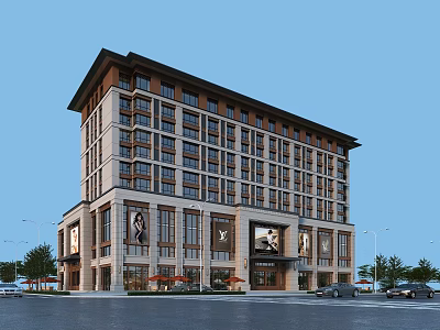 Multi story School Building Exterior With Traditional Design Large Windows And Campus View 3d model