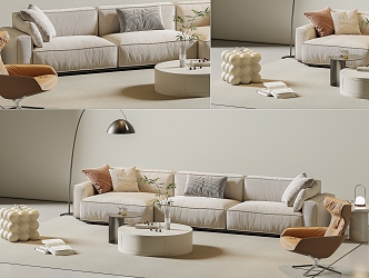 Modern living room sofa coffee table combination 3d model