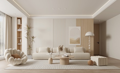 Modern Living Room Cream Living Room Living Room 3d model