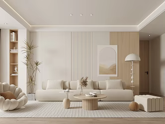 Modern Living Room Cream Living Room Living Room 3d model