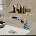 Wall Mounted Bathroom Shelf with Toiletries Tissue Holder and Bath Sponge