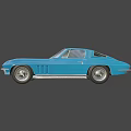 Blue Classic Two Door Sports Car With Sleek Body And Vintage Design