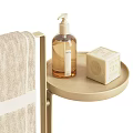 Elegant Laundry Essentials Display With Soft Stacked Towels Soap Bars And Marble Base Storage Stands