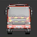 Red Fire Truck Model With Yellow Red Stripes And Roof Rescue Equipment