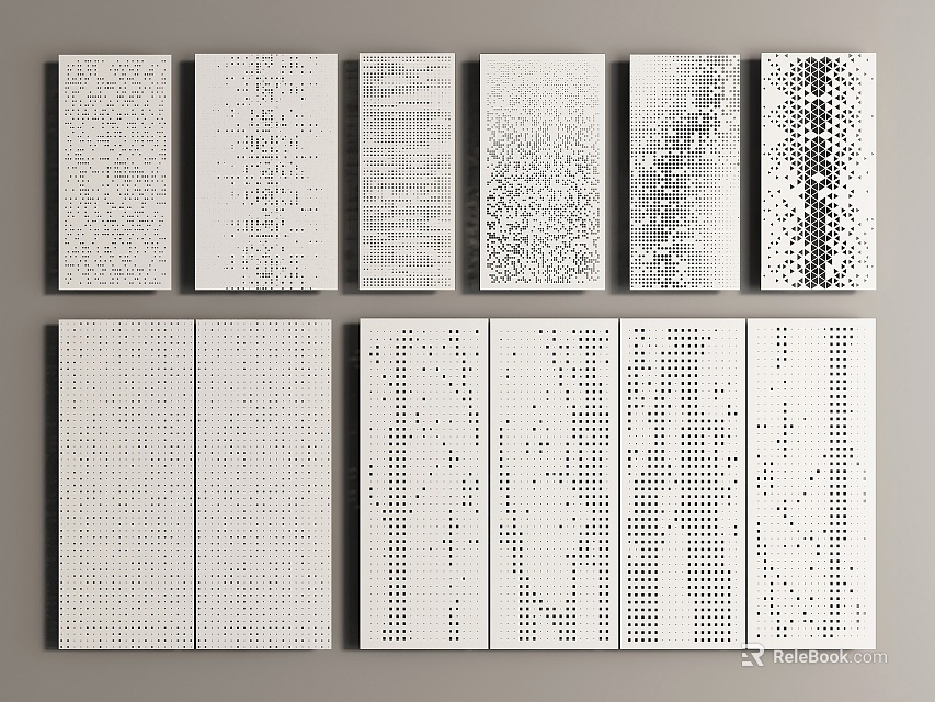 Decorative Perforated Panels With Various Hole Patterns And White Finish 3d model 