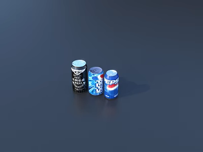 Carbonated Soft Drink Cans Featuring Pepsi And Assorted Flavors With Black Blue Red Design 3d model