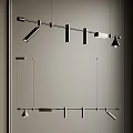 Modern Multiple Pendant Lights With Sleek Metallic Linear Suspended Design In Interior 3d model