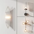 Modern Wall Lamps With Glass Striped Cylindrical And Spherical Metal Designs For Home