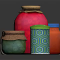 Kitchen Storage Furniture Colorful Glass Jars With Burlap Lids And Rabbit Decor
