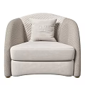 Elegant Single Sofa Featuring Woven Armrests Quilted Backrest And Decorative Pillow 3d model