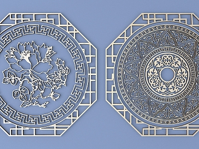 Chinese-style Metal Carved Flower Window Lattice Carved Patterns model