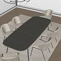 Spacious Modern Dining Table With Light Gray Chairs In Bright Room 3d model