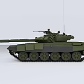 Modern Armored Military Tank With Long Barrel Turret Green Camouflage Tracks