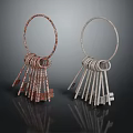 Copper And Silver Hoop Jewelry With Hanging Key Shaped Pendants Fashion Accessories