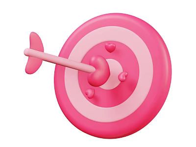 Decorative Ornament Set With Pink Target Heart Shaped Arrow And Small Heart Decorations 3d model