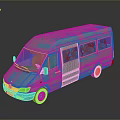 Modern Gray Passenger Van Exterior With Multiple Side Windows 3D Render