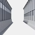 Modern Gray Arched Architecture With Symmetrical Walls Windows Perforated Panels And Concrete Base