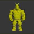 Muscular Rhino Headed Character With Blue Body White Tank Top Green Pants And Red Shoes