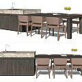 Modern Dining Table and Chair Combination Bar Chair Combination Dining Table Bar Combination 3d model