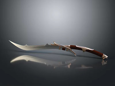Sculptural Carving Decorative Knife Featuring Artistic Blade And Intricate Wooden Handle Design 3d model