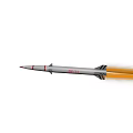 Military Missile Weapon Flying With Orange Flame And Gray Body Red Tip