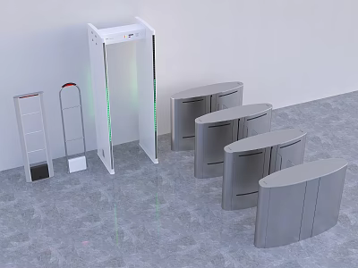 Modern Security Gate And Turnstiles With Detection Equipment For Access Control 3d model