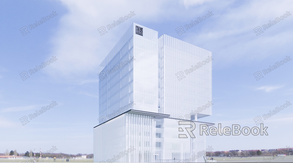 Modern Office Building with Commercial High-rise Office Building with Roof Greening Modern Headquarters Office Base Commercial Complex High-rise Office Building model